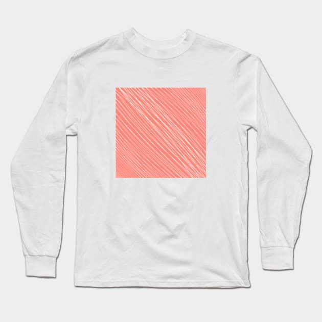 Striped-pattern, orange, white, simple, minimal, minimalist, lined-pattern, stripe, modern, trendy, basic, digital, pattern, abstract, lines, line, line-art, jewel-color, Long Sleeve T-Shirt by PrintedDreams